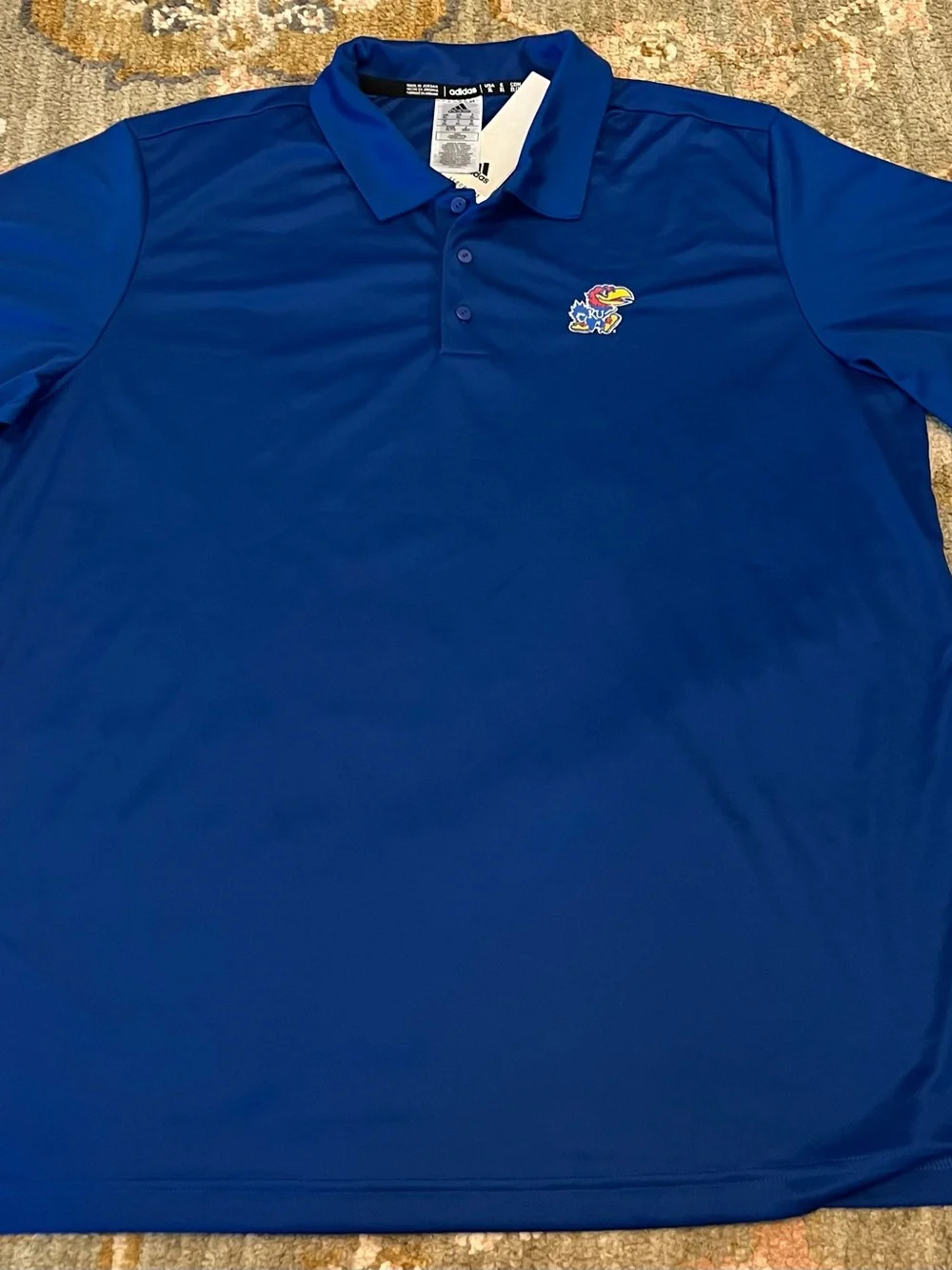 Kansas Jayhawks Adidas AeroReady Grind Polo Size XL Color Blue NWT‎